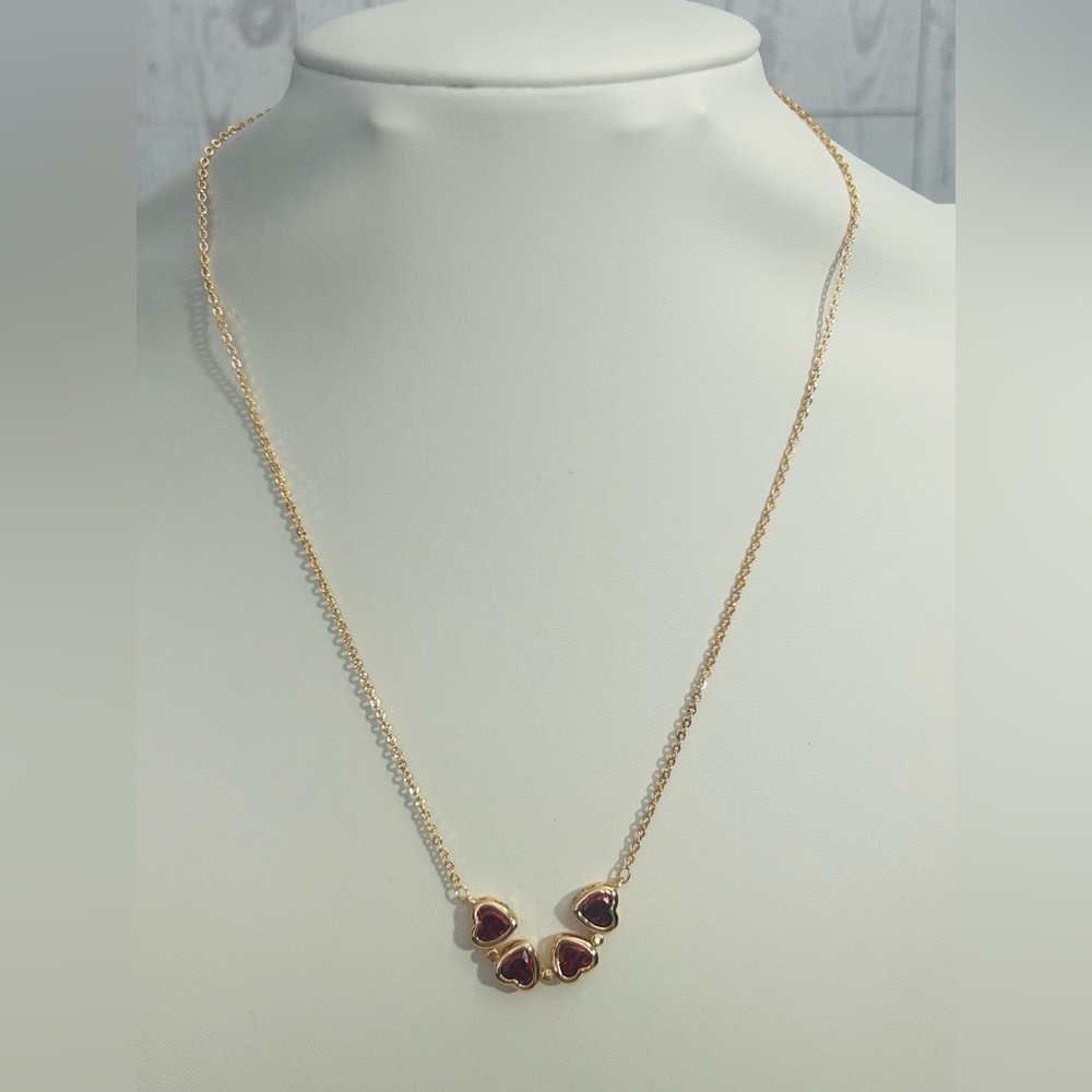 Heart Shaped Clover Magnetic Red & Rose Gold Plated Pendant Necklace - Picture 10 of 12
